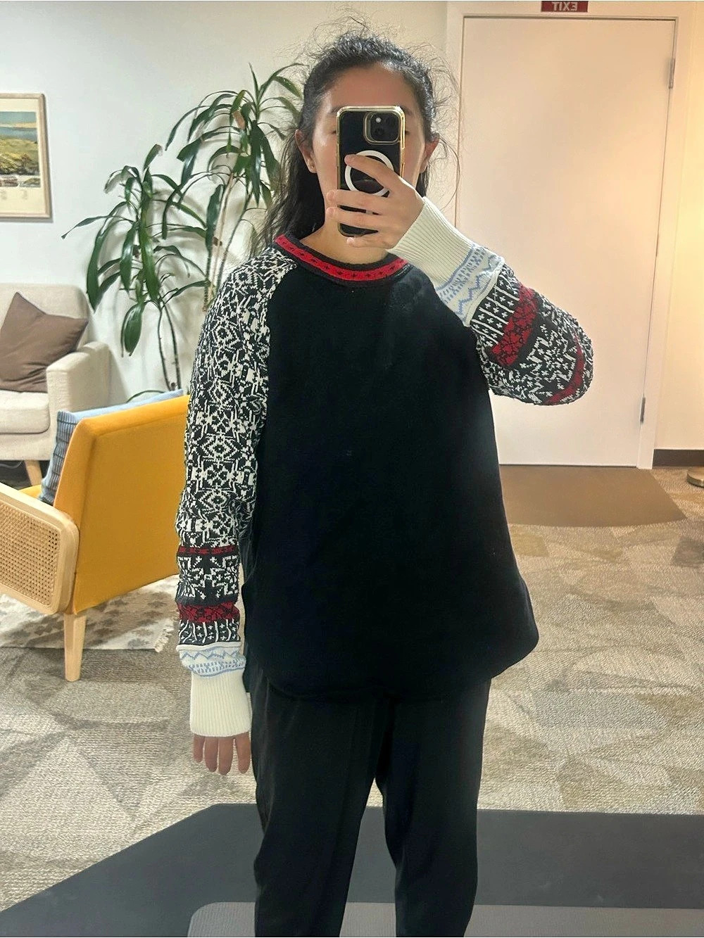 We The Free Patterned Sleeve Sweater